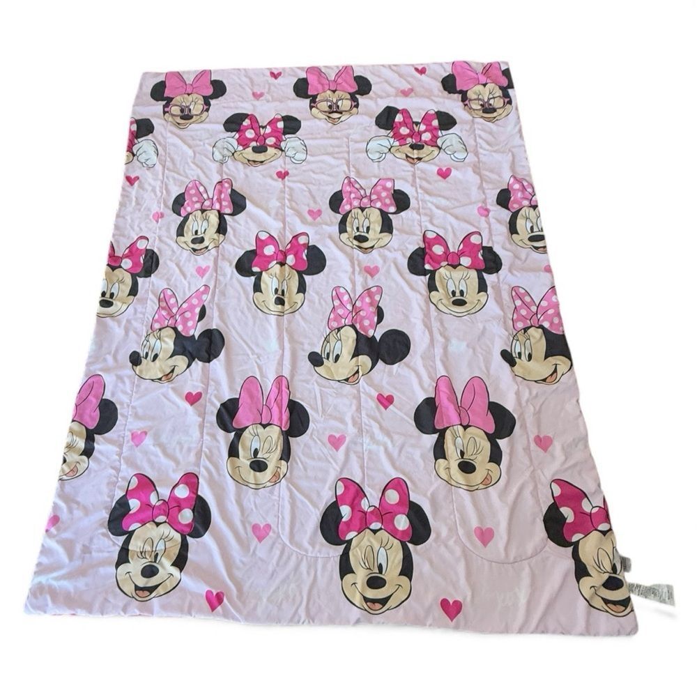 Disney Minnie Mouse Pink White Black Twin Sized Comforter Blanket